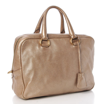 Prada Metallic Vitello Daino Bauletto Gold 3 of 17