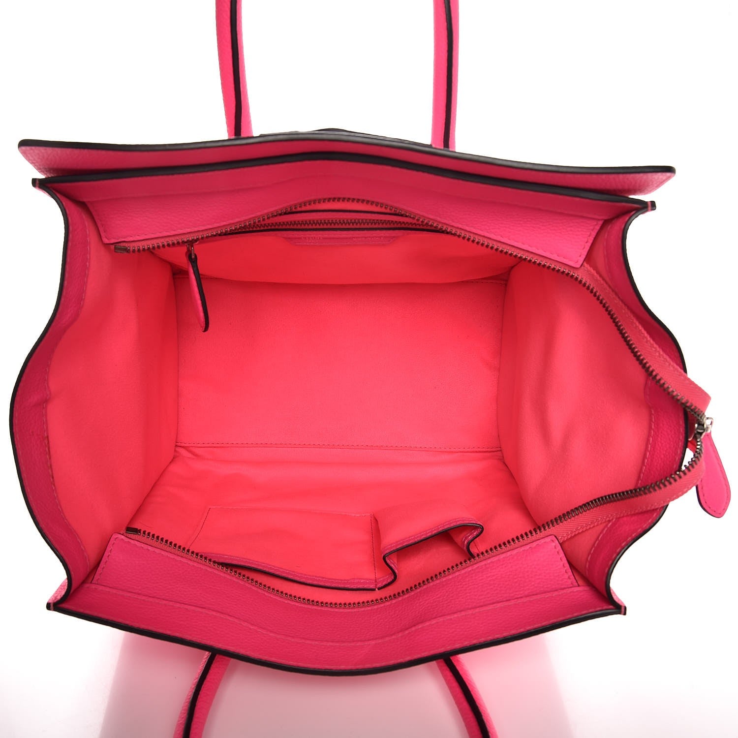 Celine Drummed Calfskin Mini Luggage Fluo Pink 5 of 12