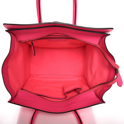 Celine Drummed Calfskin Mini Luggage Fluo Pink 5 of 12