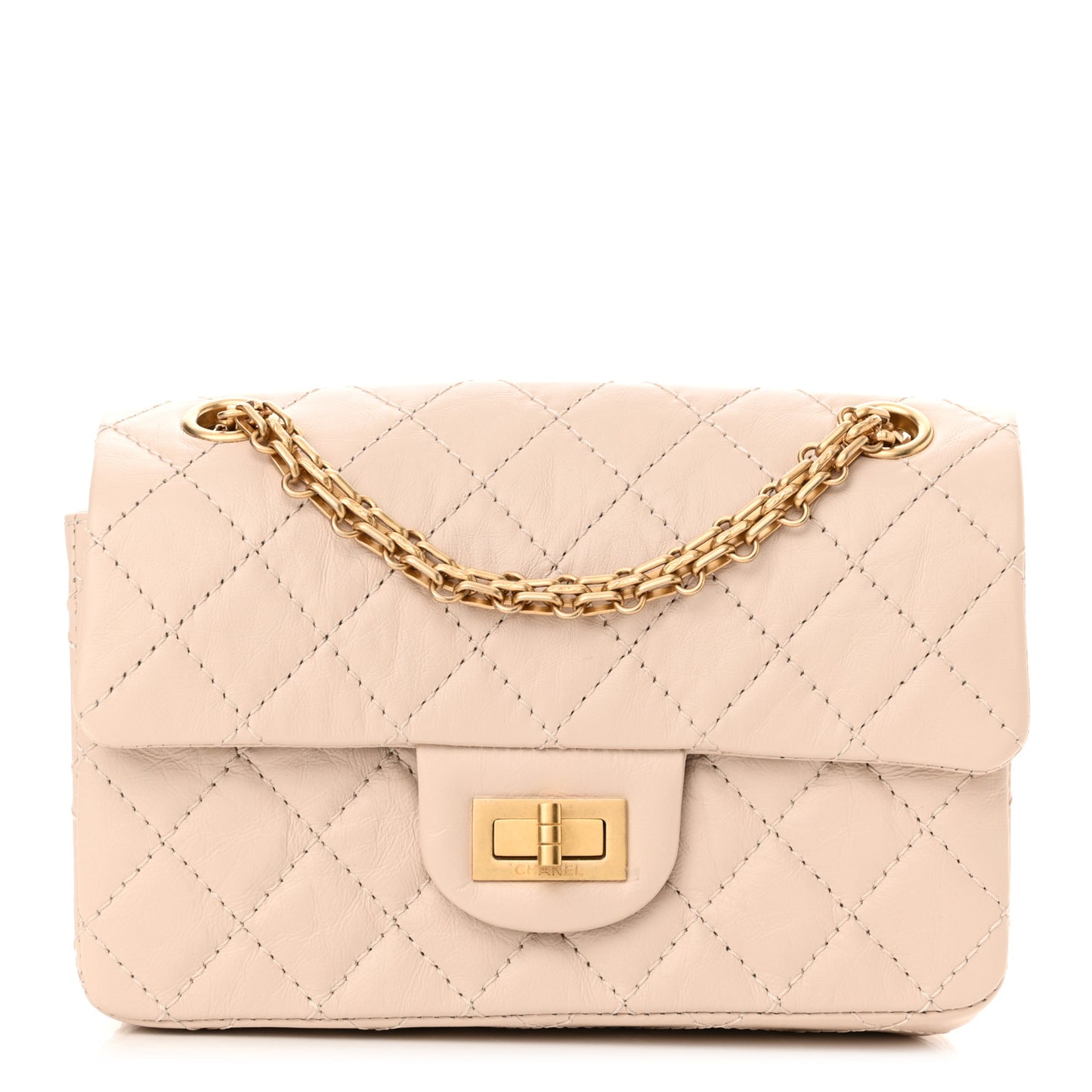 Aged Calfskin Quilted 2.55 Reissue Mini Flap Light Beige
