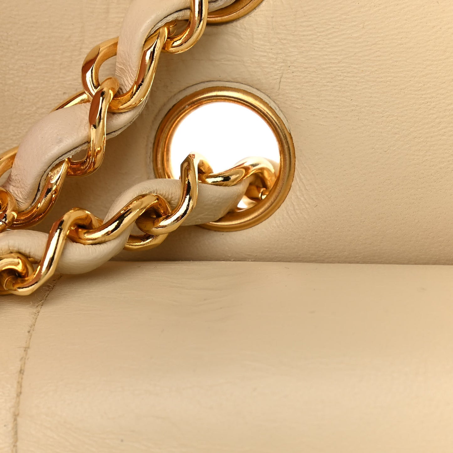 Lambskin Quilted Small Double Flap Beige