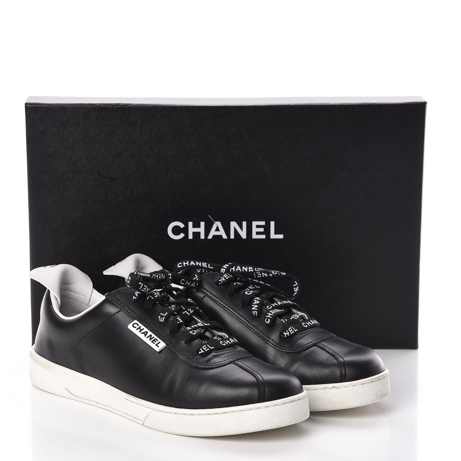 Chanel Calfskin CC Womens Sneakers 37.5 Black 9 of 9