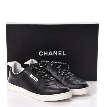 Chanel Calfskin CC Womens Sneakers 37.5 Black 9 of 9