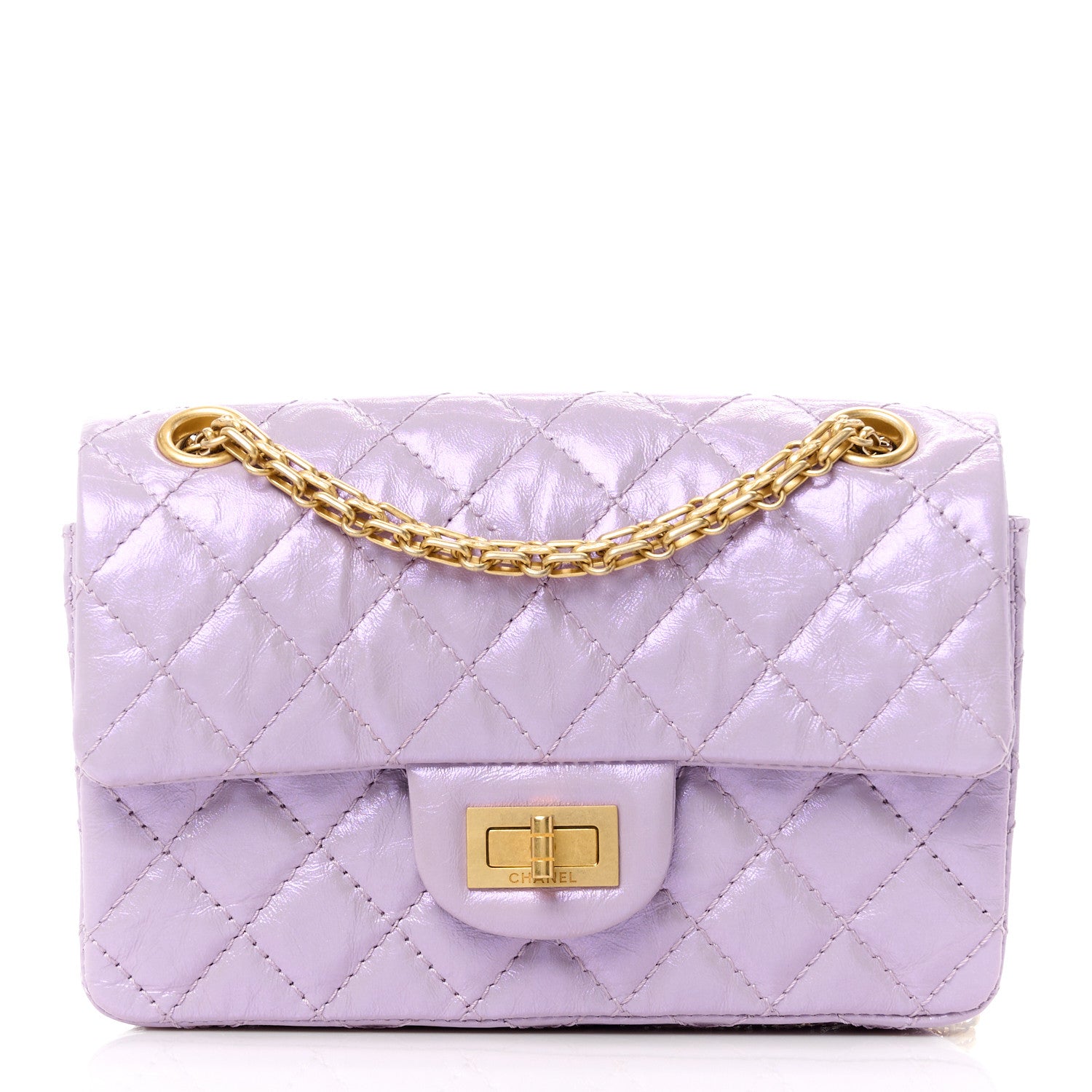 Chanel Glittered Aged Calfskin Quilted Mini 2.55 Reissue Flap Lilac 1 of 11