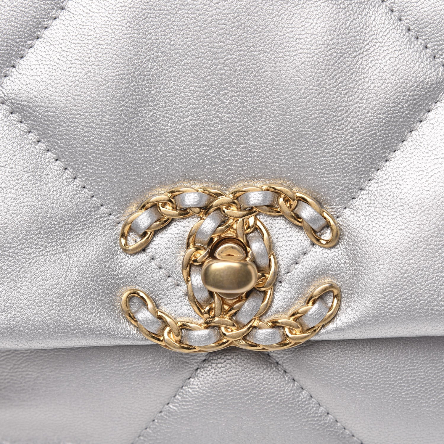 Chanel Metallic Goatskin Quilted Medium 19 Flap Silver 8 of 11
