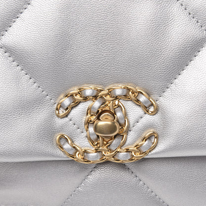 Chanel Metallic Goatskin Quilted Medium 19 Flap Silver 8 of 11