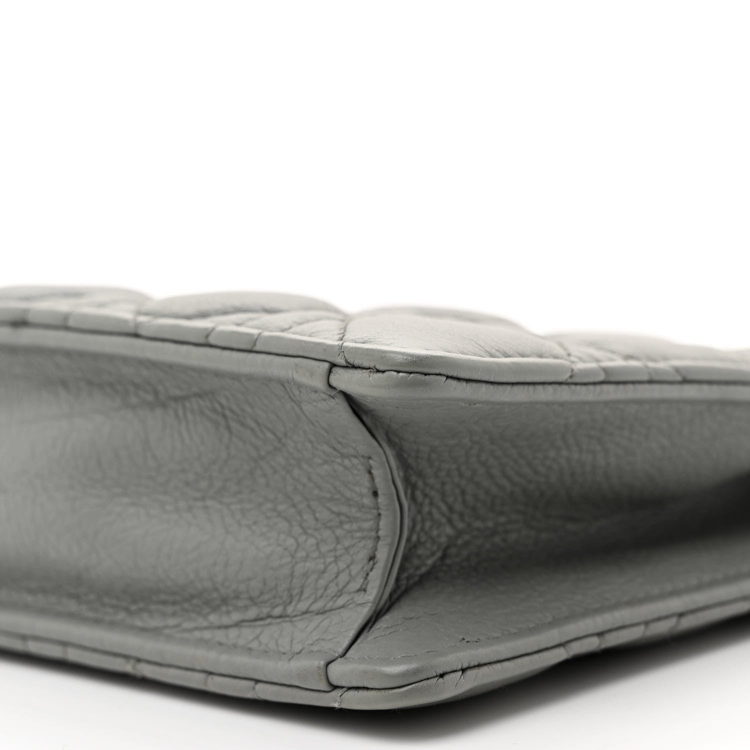 Christian Dior Calfskin Cannage Caro Zipped Pouch With Chain Grey 10 of 10