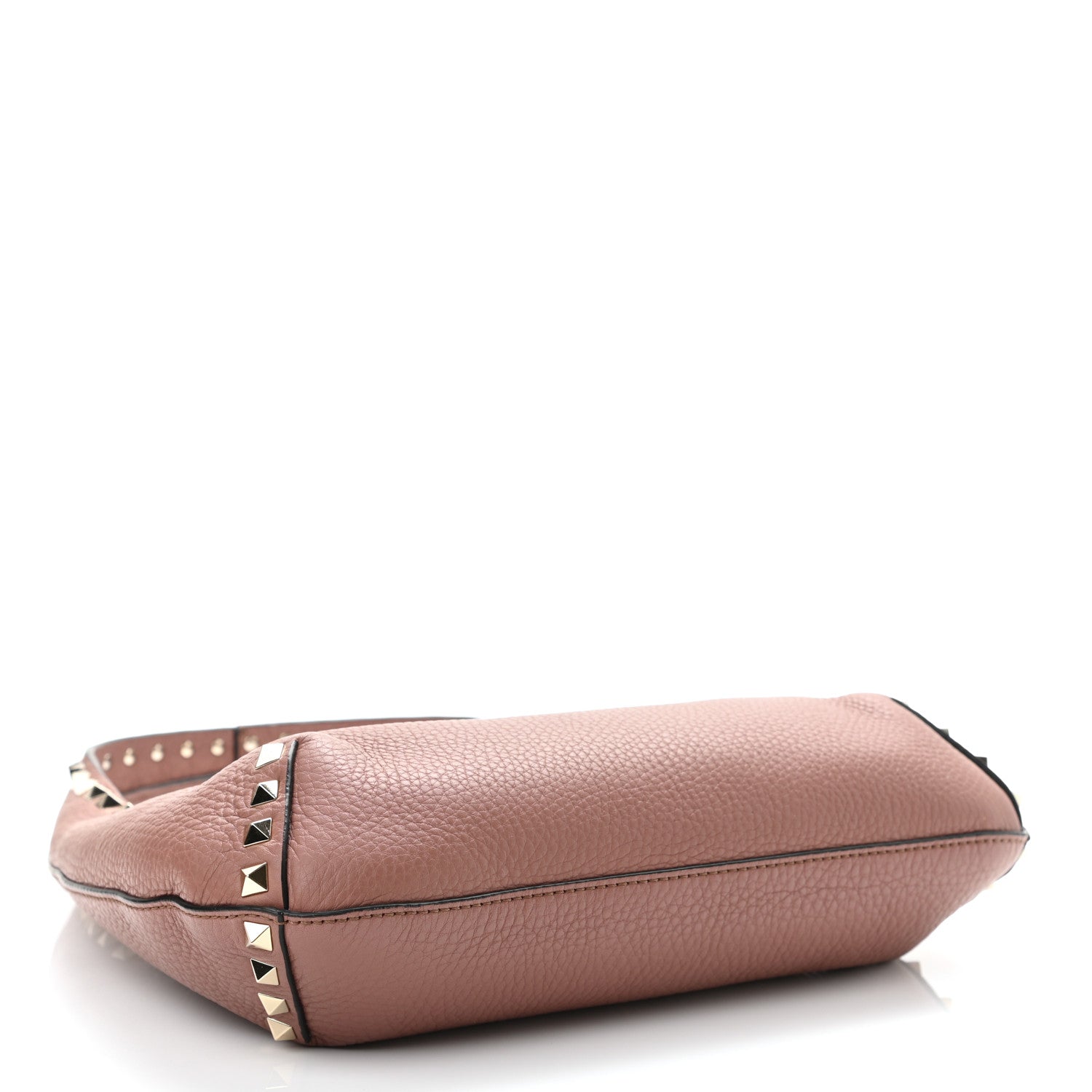 Valentino Garavani Pebbled Calfskin Small Rockstud Flip Lock Hobo Dark Nude 4 of 9
