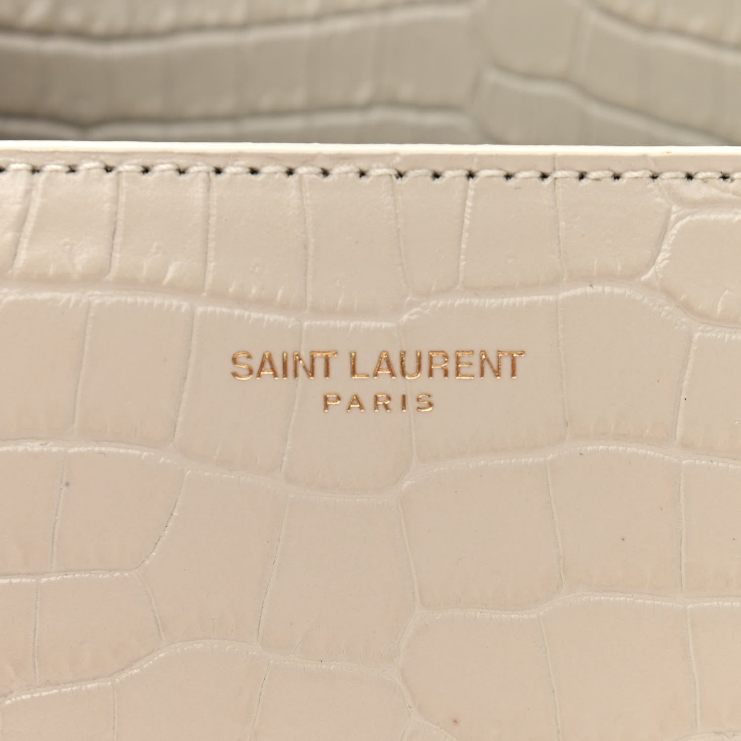 Saint Laurent Crocodile Embossed Mini Classic Monogram Cassandra Top Handle Crema Soft 7 of 10