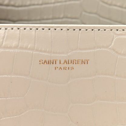 Saint Laurent Crocodile Embossed Mini Classic Monogram Cassandra Top Handle Crema Soft 7 of 10