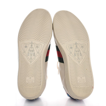 Gucci Calfskin Web Floral Embroidered Mens Ace Sneakers 9 Off White 7 of 10
