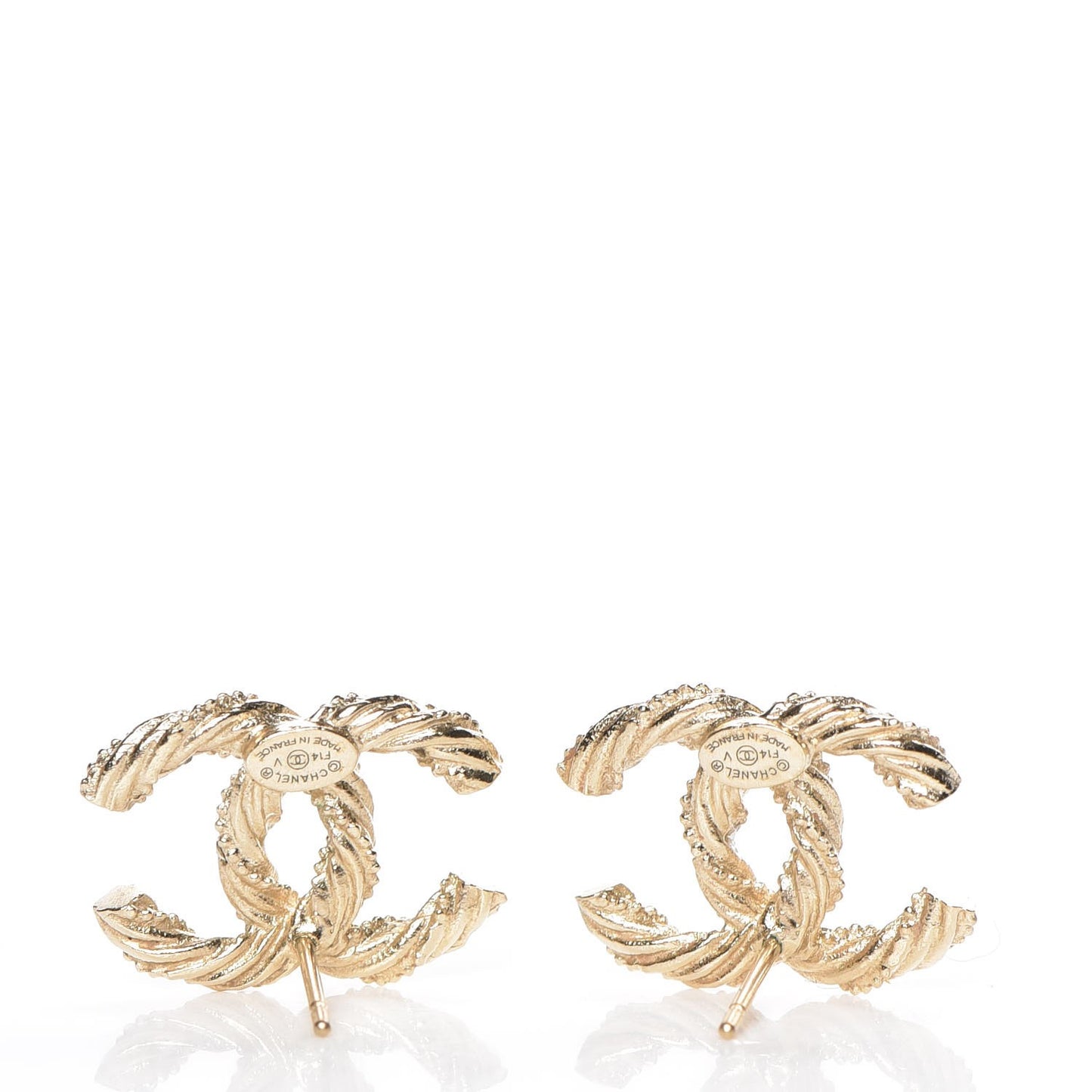 Crystal Twisted CC Earrings Gold