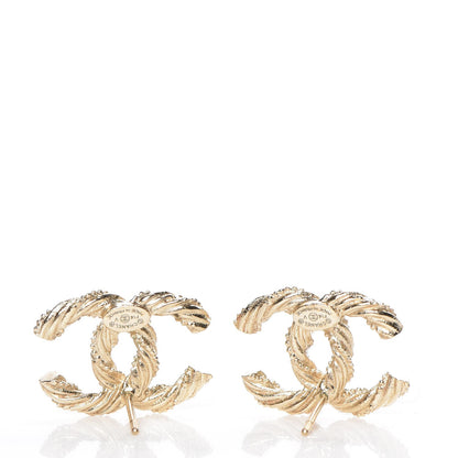 Chanel Crystal Twisted CC Earrings Gold 3 of 5