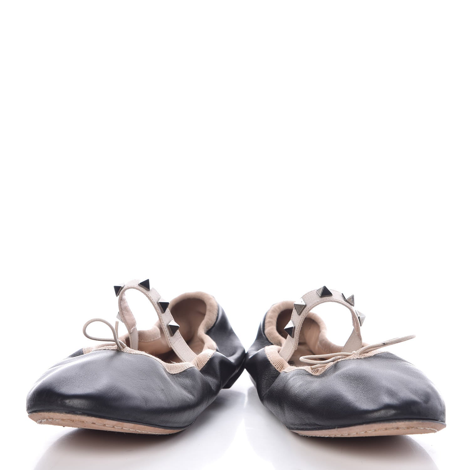 Valentino Garavani Nappa Rockstud Cross Strap Ballerina Flats 35.5 Black 6 of 10
