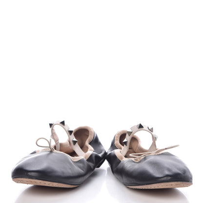 Valentino Garavani Nappa Rockstud Cross Strap Ballerina Flats 35.5 Black 6 of 10