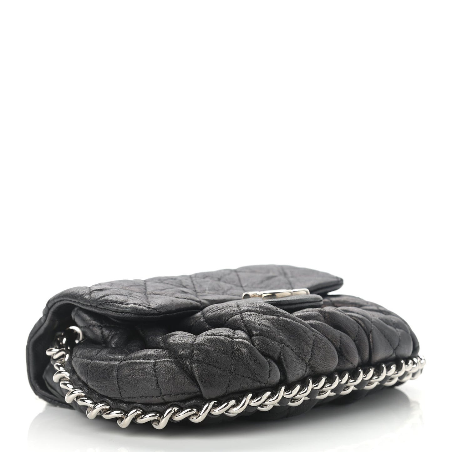 Washed Lambskin Quilted Mini Chain Around Messenger Black
