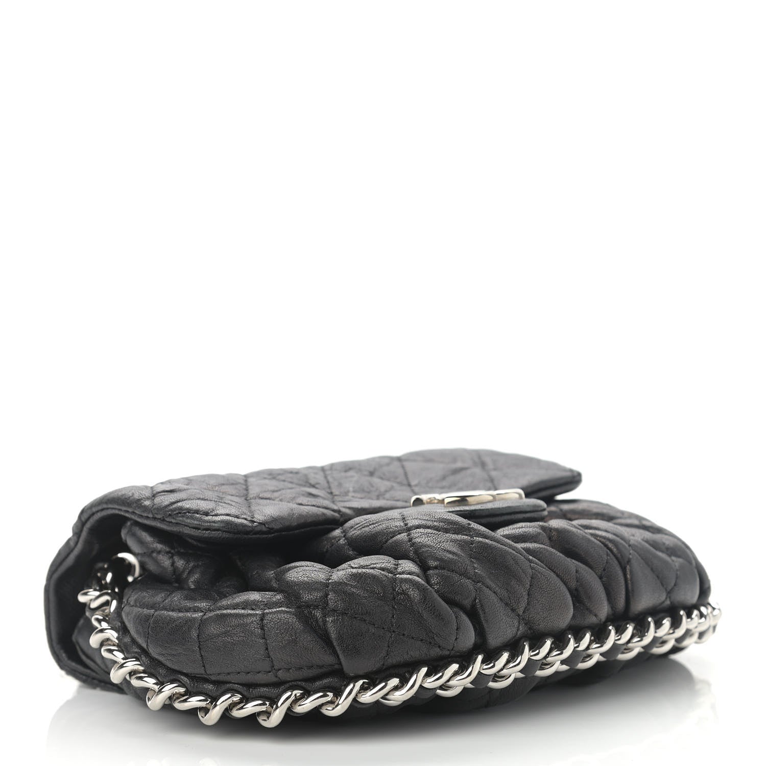 Chanel Washed Lambskin Quilted Mini Chain Around Messenger Black 4 of 11