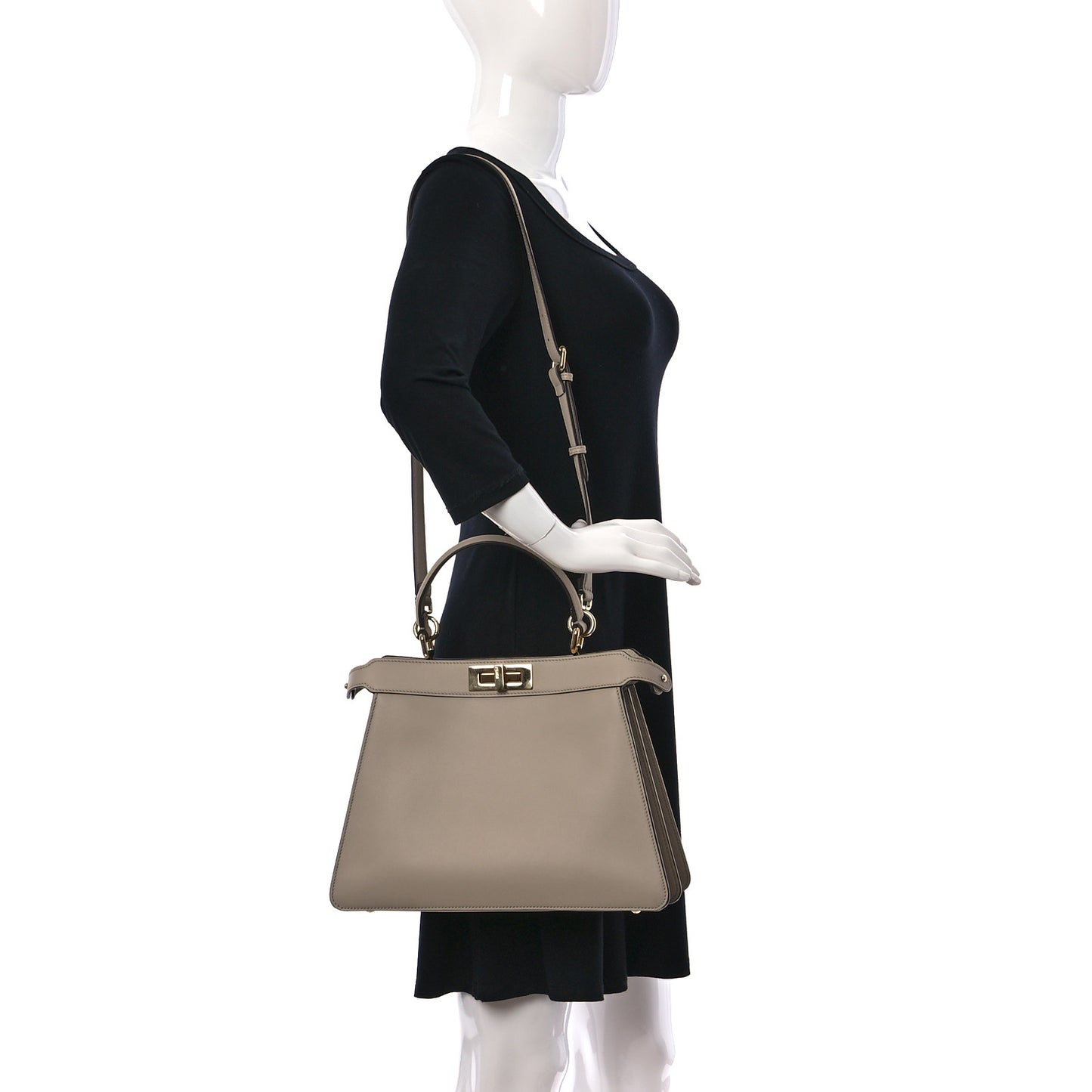 Vitello Seta Canvas FF Embroidered Medium Peekaboo I SEE U Satchel Nuvola Grezzo White