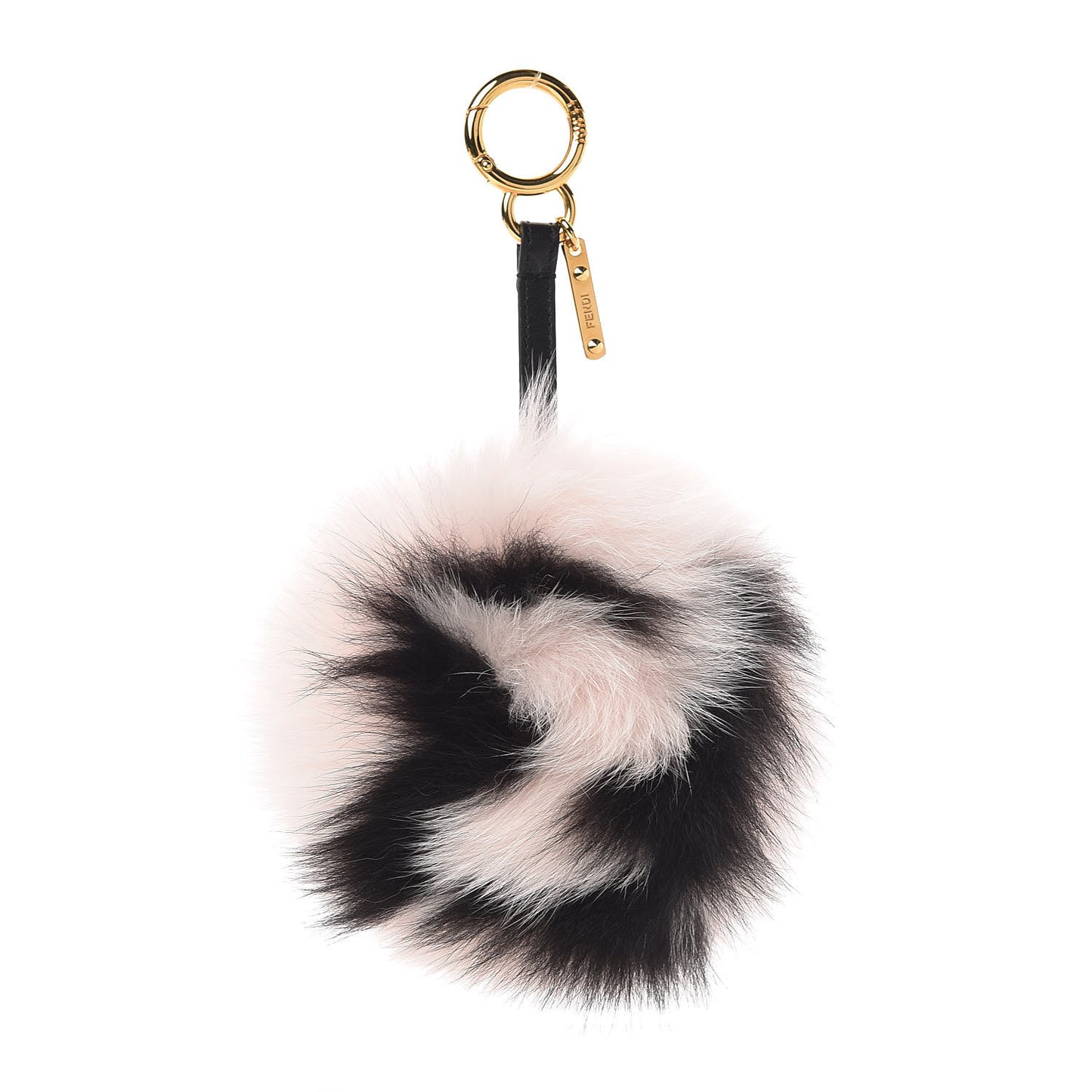 Fox Fur Nappa FF Pom Pom Bag Charm Cheesecake Black