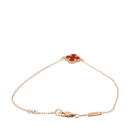 Van Cleef & Arpels 18K Rose Gold Carnelian Sweet Alhambra Bracelet 3 of 8