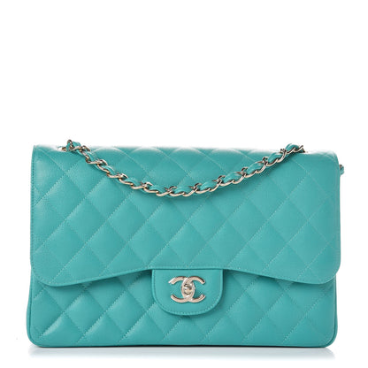 Chanel Caviar Quilted Jumbo Double Flap Turquoise 1 of 8