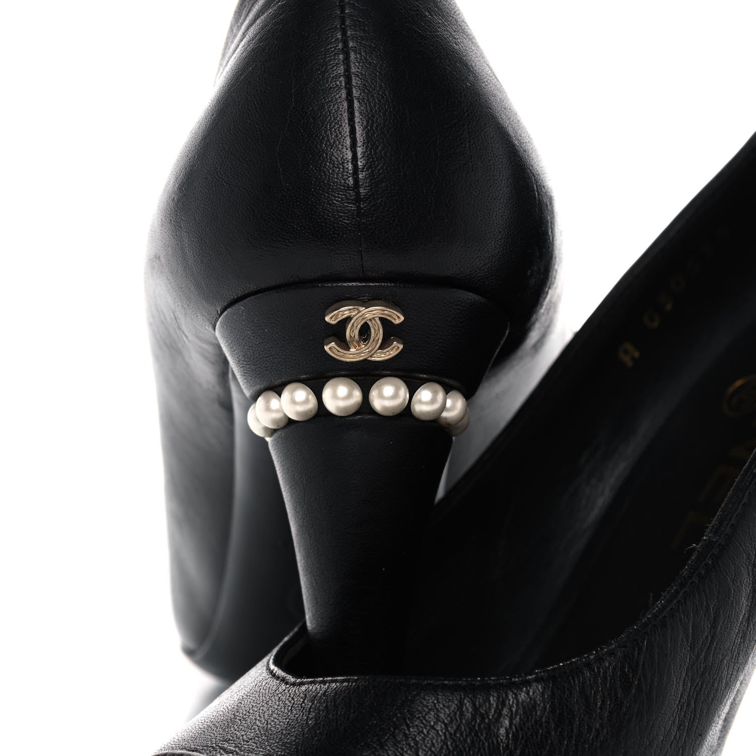 Chanel Lambskin Cap Toe Pearl Pumps 35 Black 9 of 11
