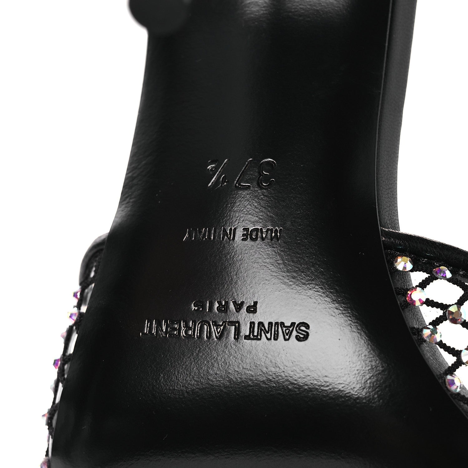Saint Laurent Mesh Strass Giqua 95 Mule Sandals 37.5 Black 8 of 9