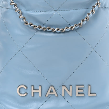 Chanel Shiny Calfskin Quilted Mini Chanel 22 Light Blue 8 of 10