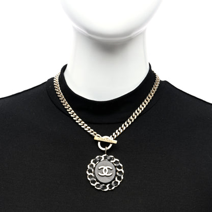 Chanel Lambskin CC Medallion Chain Necklace Golden Black 2 of 6