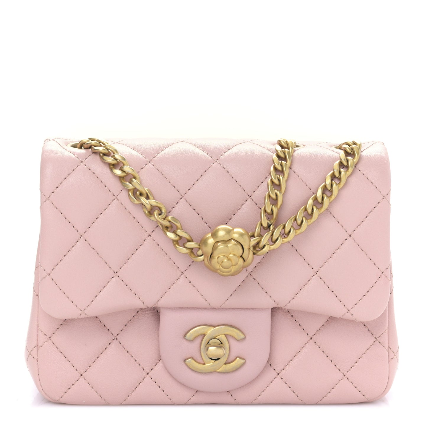 Lambskin Quilted Mini Sweet Camellia Flap Light Pink