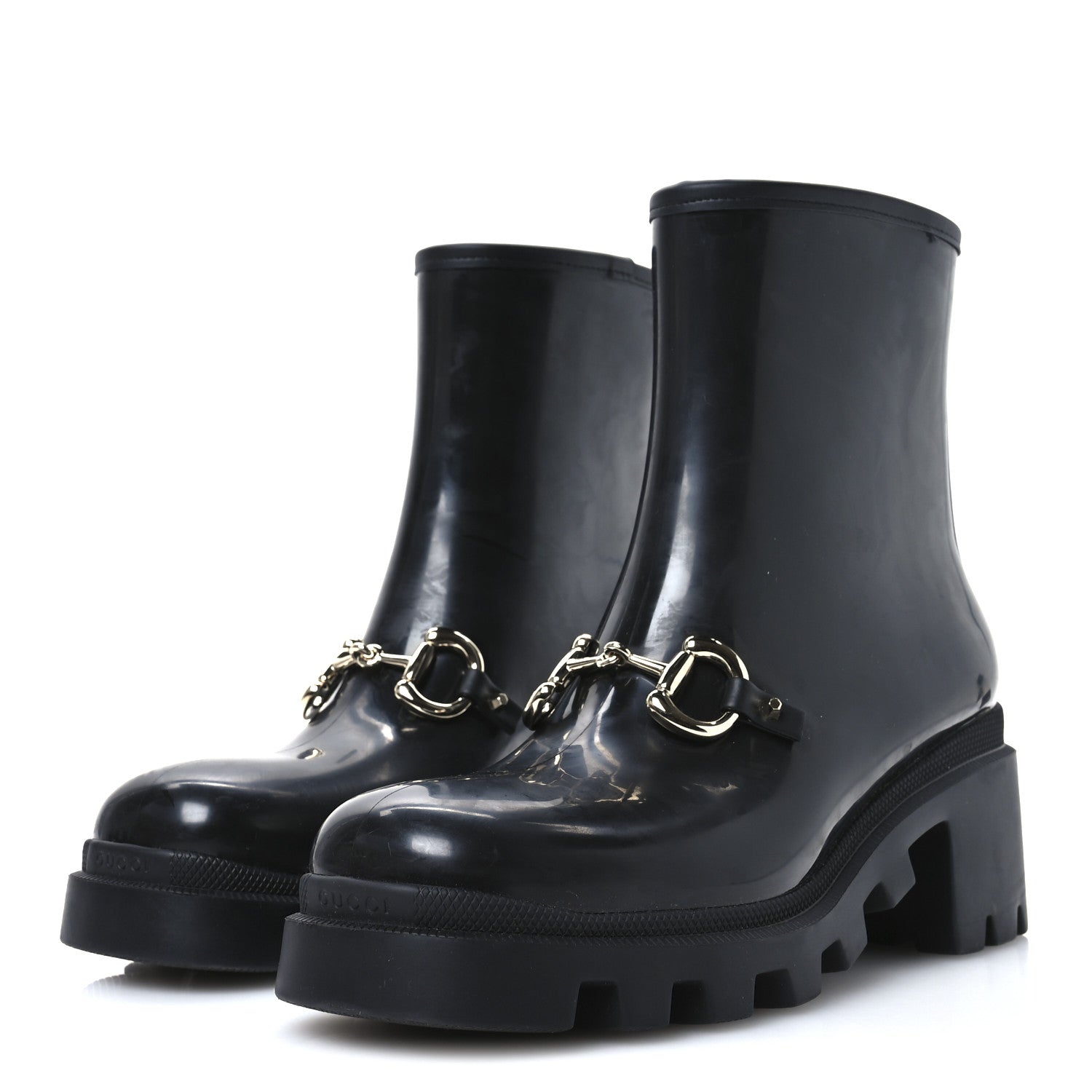 Gucci Rubber Womens Horsebit Ankle Boots 41 Black 4 of 8