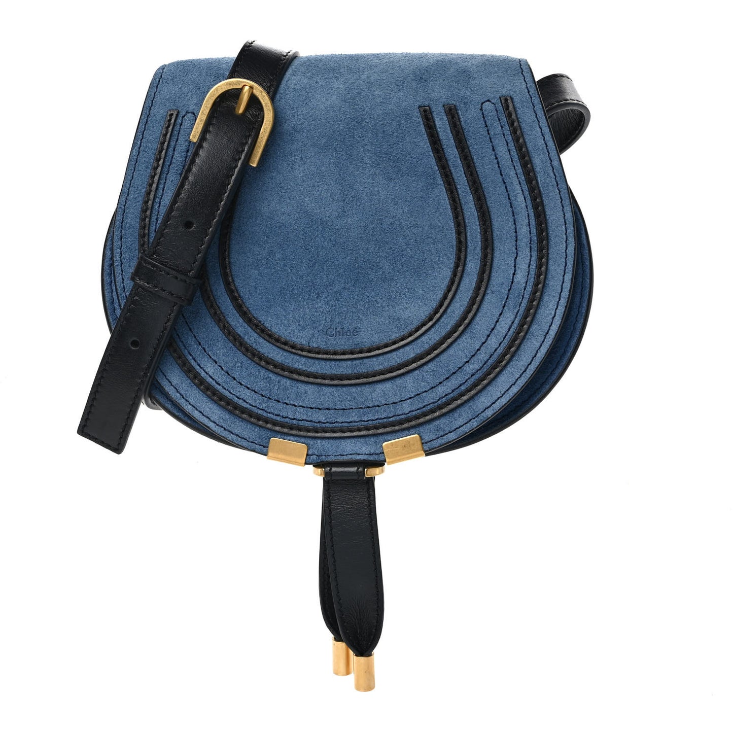 Suede Small Marcie Saddle Bag Deep Denim