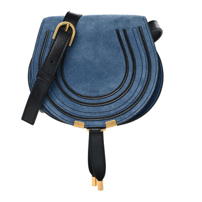 Chloe Suede Small Marcie Saddle Bag Deep Denim 1 of 9