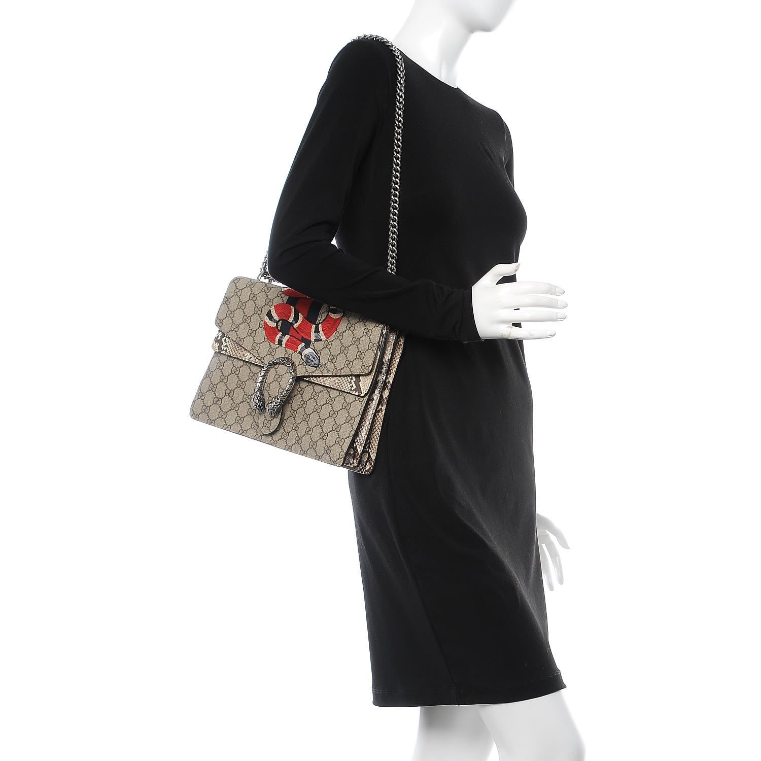 Gucci GG Supreme Monogram Kingsnake Embroidered Medium Dionysus Shoulder Bag Beige 3 of 15