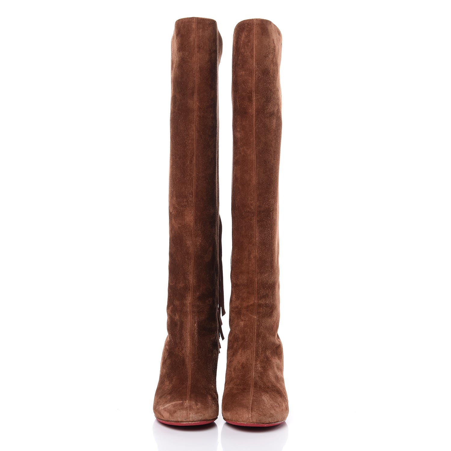 Christian Louboutin Suede Calfskin Pouliche Fringe 70 Boots 37.5 Havane 2 of 10