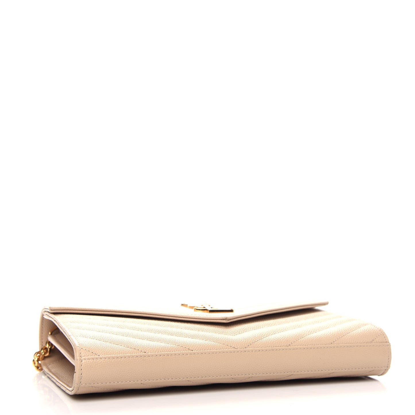 Grain De Poudre Matelasse Chevron Monogram Chain Wallet Nude Powder
