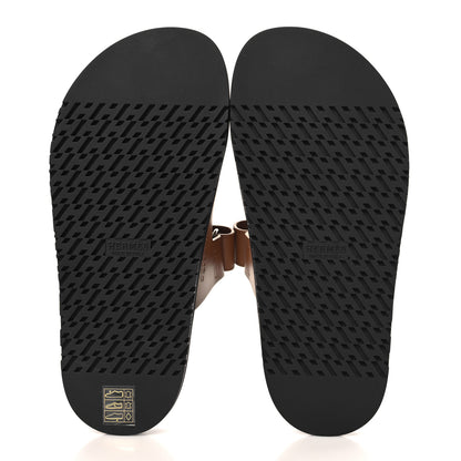 Hermes Calfskin Womens Chypre Sandals 37 Gold 6 of 10