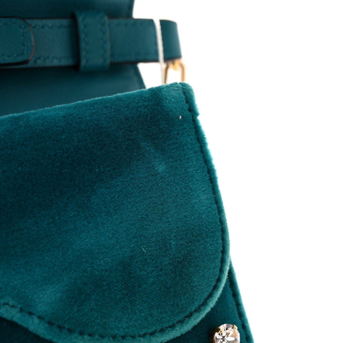 Velvet Crystal Mini Bee Broadway Shoulder Bag Pavone Cyan