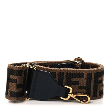 Fendi Jacquard Ribbon Vitello King FF Adjustable Strap You Fango Marrone Black 1 of 5