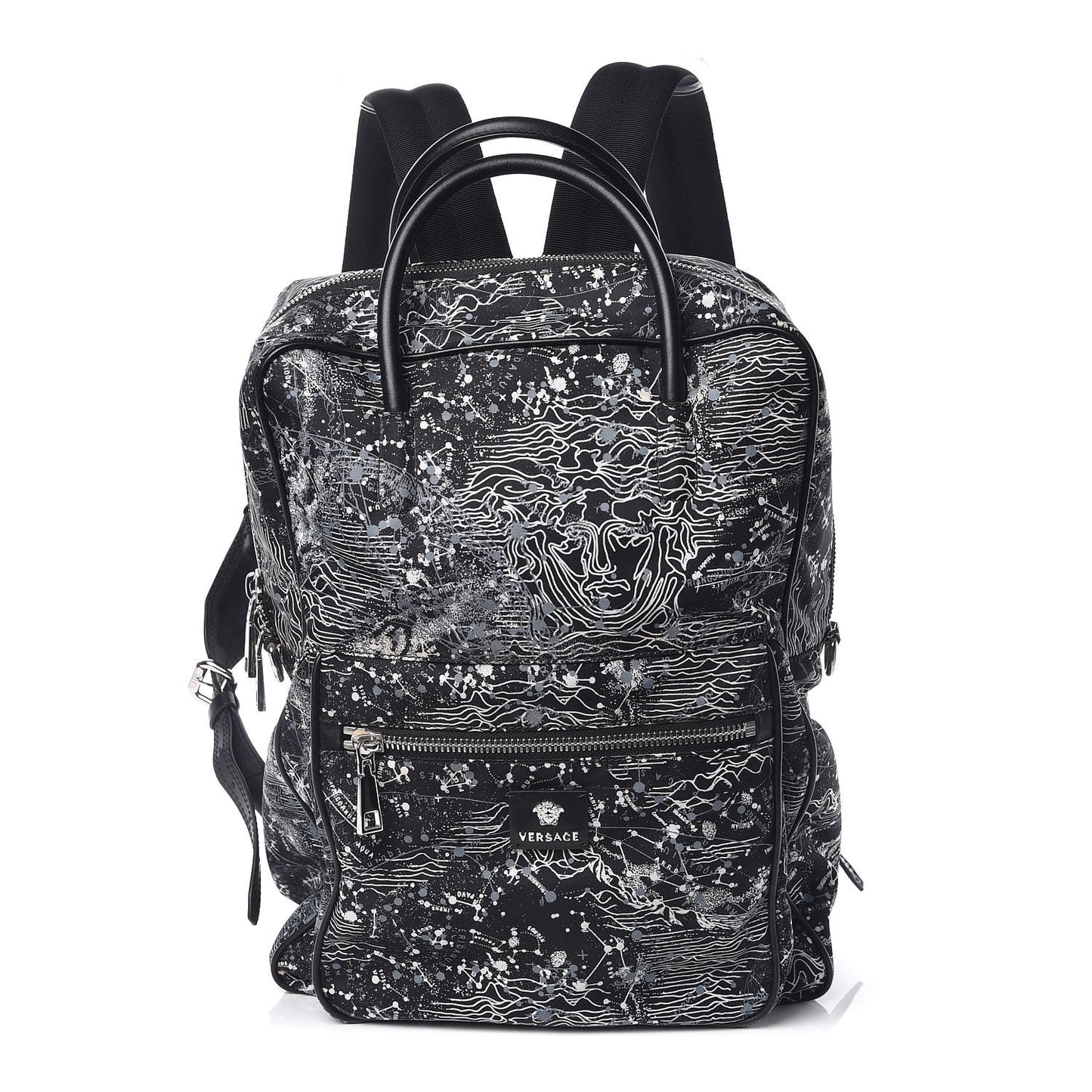 Nylon Palazzo Astrology Zip Top Backpack Black