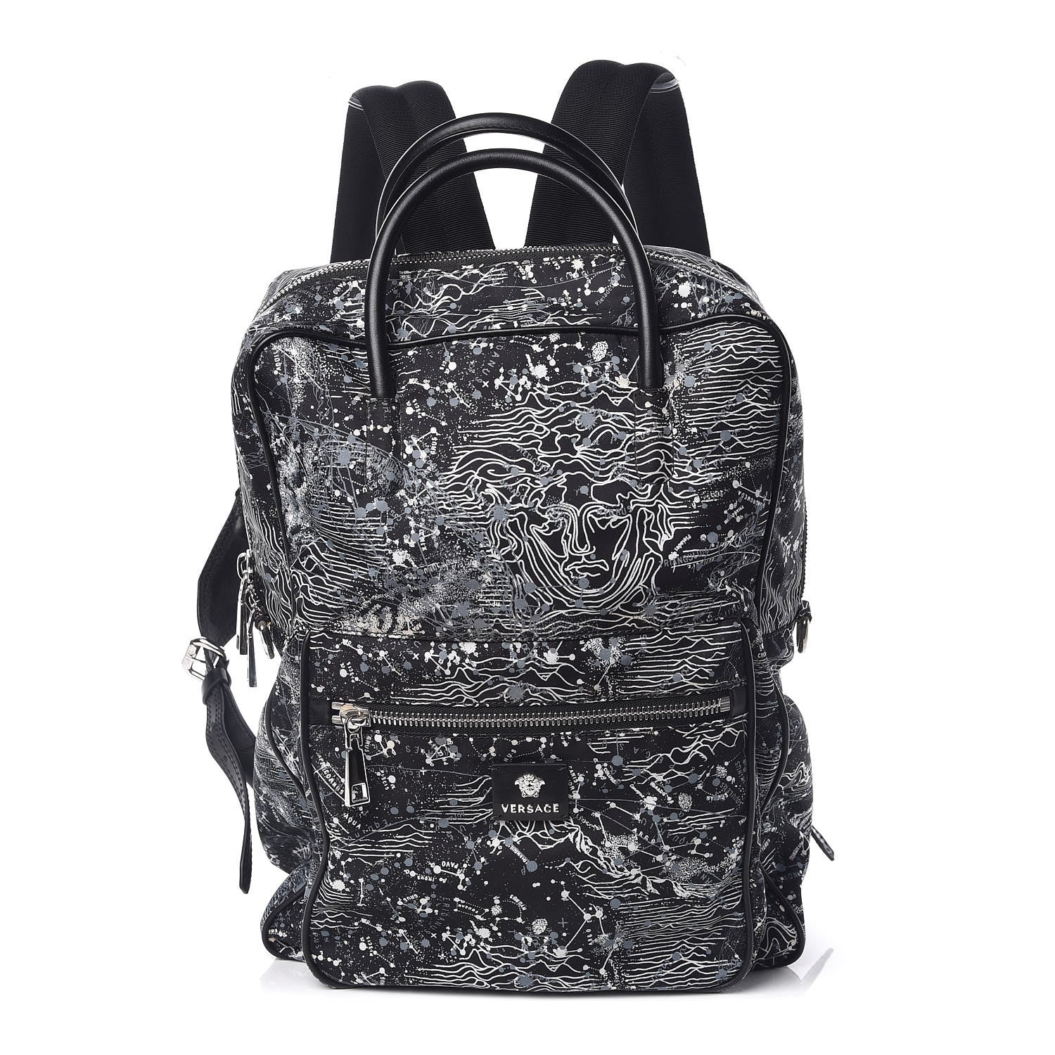 Versace Nylon Palazzo Astrology Zip Top Backpack Black 1 of 8
