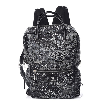 Versace Nylon Palazzo Astrology Zip Top Backpack Black 1 of 8