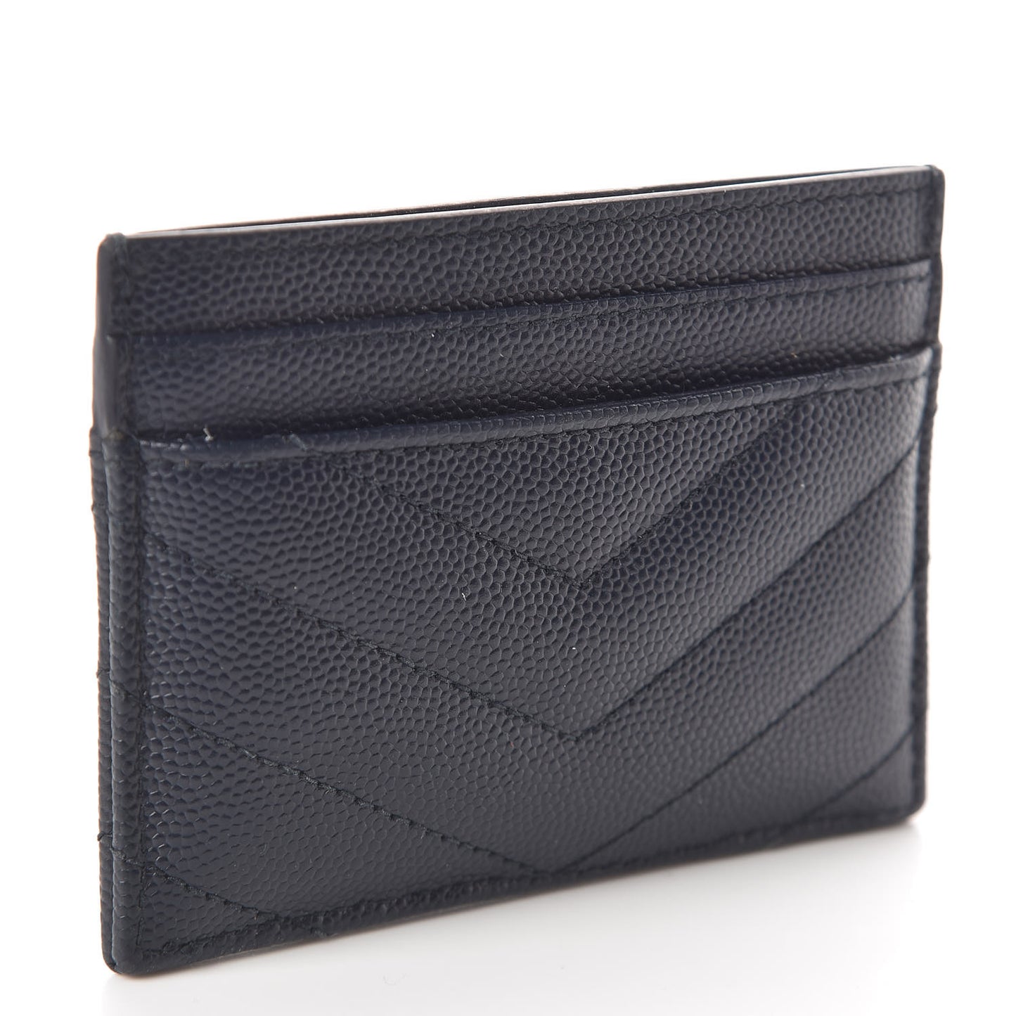Grain De Poudre Matelasse Monogram Chevron Credit Card Case Deep Marine