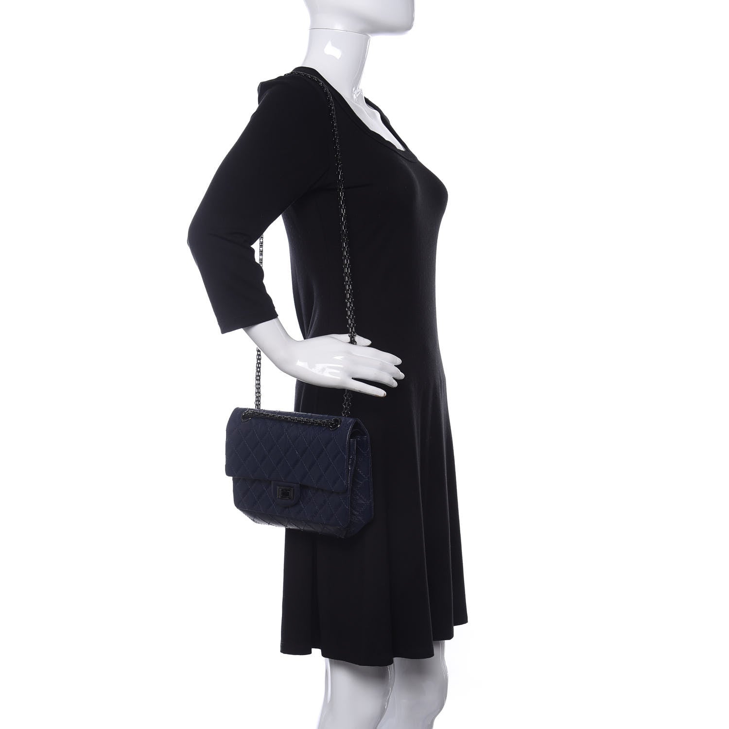 Chanel Aged Calfskin Quilted 2.55 Reissue 225 Flap Navy 2 of 11
