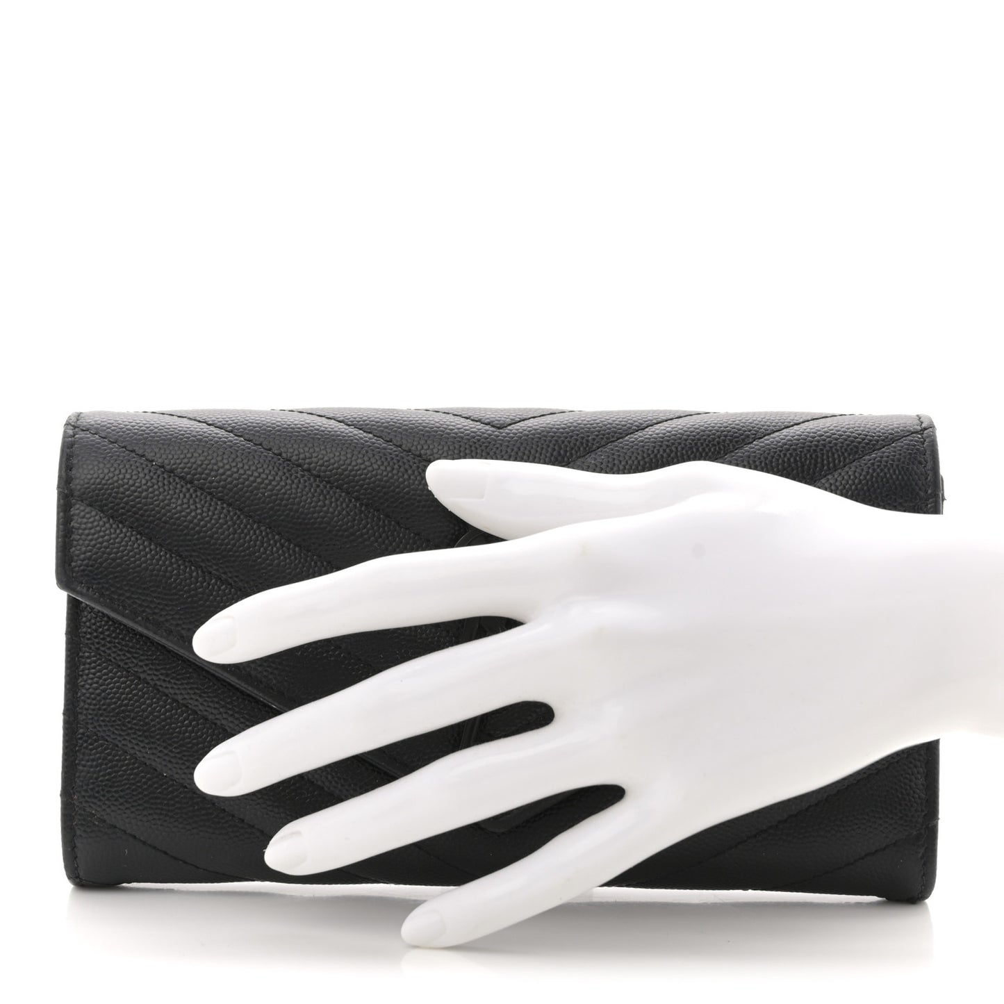 Grain De Poudre Matelasse Chevron Monogram Flap Wallet Black