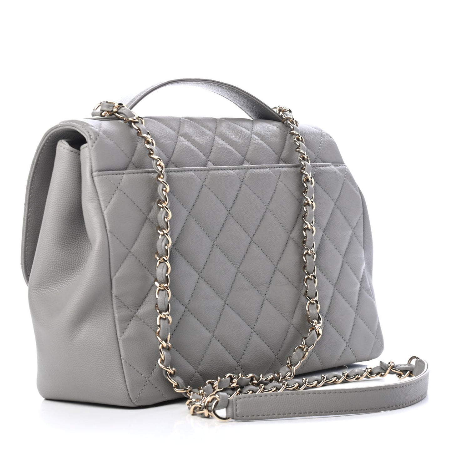 Caviar Quilted Large Business Affinity Flap Grey