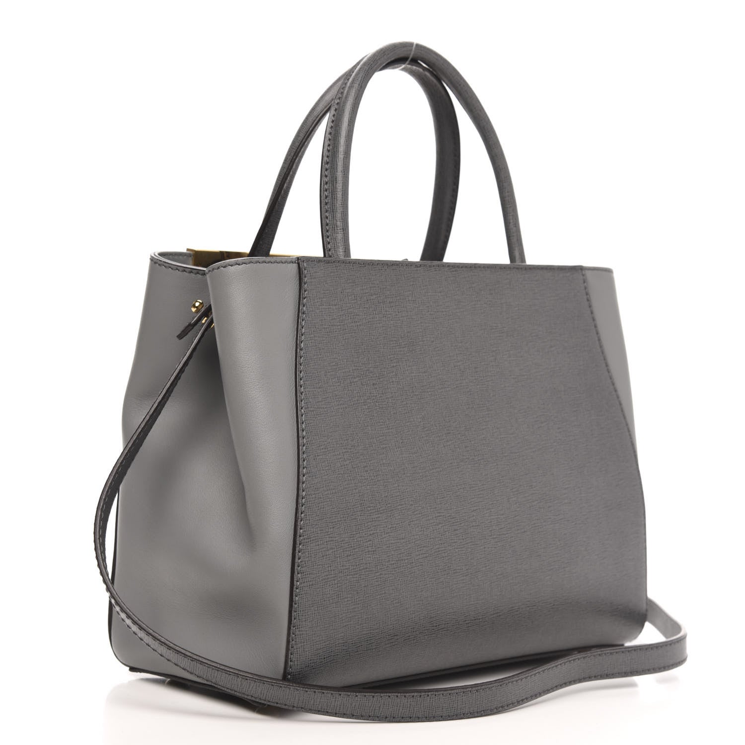 Fendi Vitello Elite Petite 2Jours Tote Grigio Grigio Chiaro 3 of 11