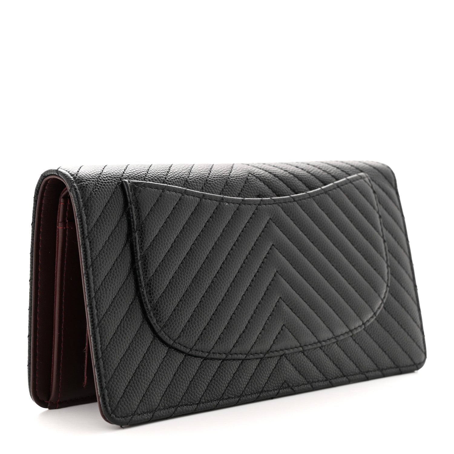 Chanel Caviar Chevron Quilted Yen Wallet Black 3 of 11