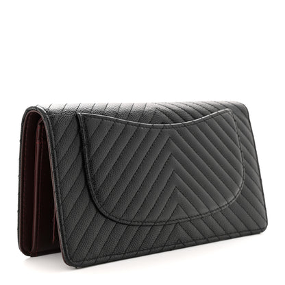 Chanel Caviar Chevron Quilted Yen Wallet Black 3 of 11
