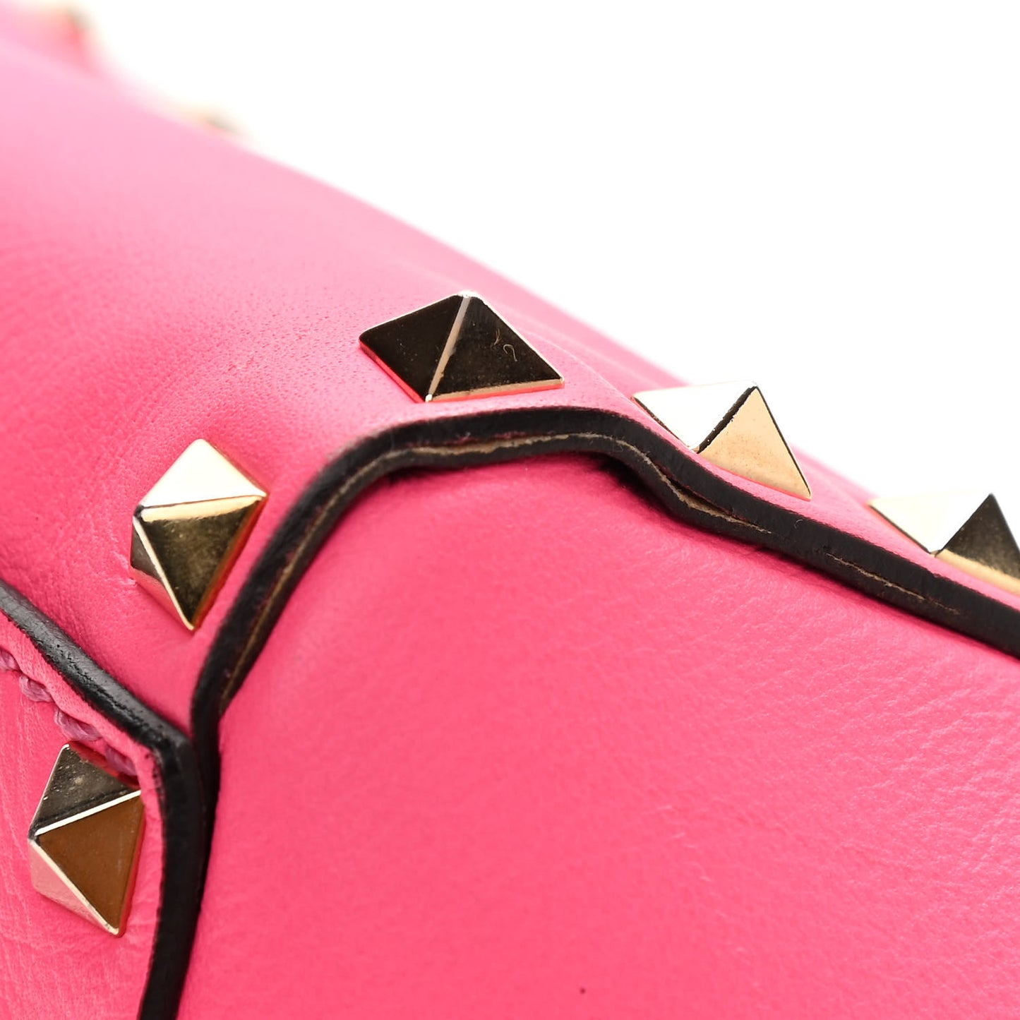 Vitello Small Rockstud Double Handle Tote Fuxia Fluo